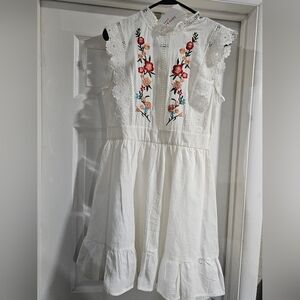Floral embroidered mexican dress
